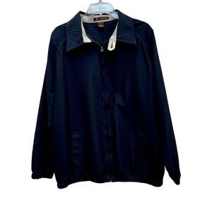 Harriton Windbreaker Men's Size M Blue Collared Raglan Long Sleeve Jacket